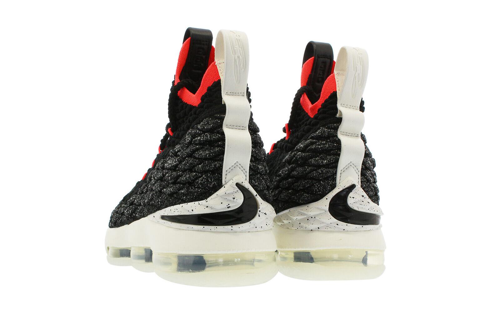 Мужские кроссовки Nike NikeLebron 15 Black Bright CrimsonGS (черно-белые) — Чёрныйбелый — фото 4