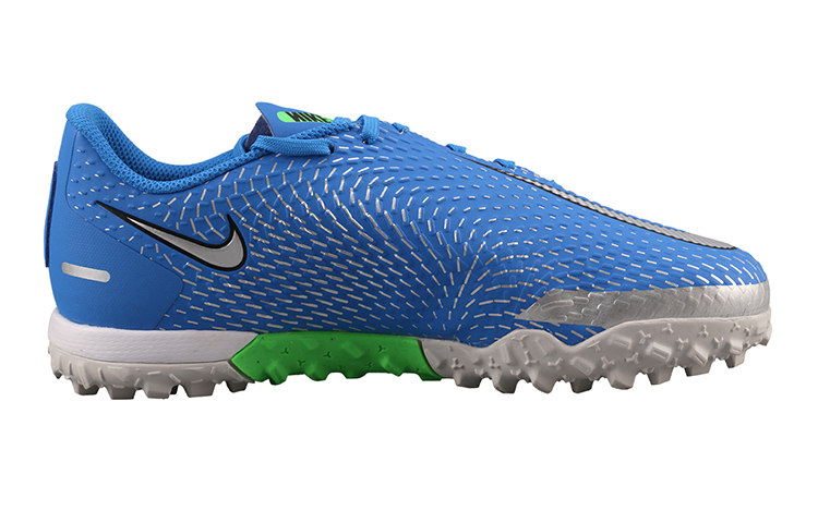 Детские бутсы Nike Phantom GT Academy TF (сине-серебристые) — Синий / серебристый — фото 2