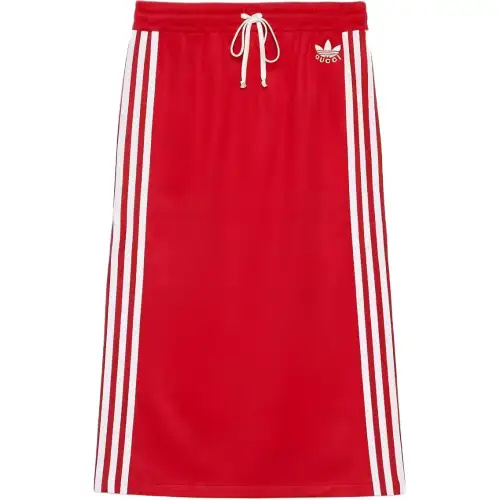 GUCCI X Adidas Cotton Jersey Skirt Bright Red