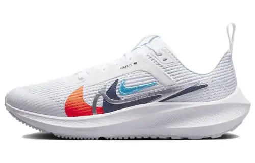 Nike Air Zoom Pegasus 40 Slip Resistant, Abrasion Resistant, Breathable Low top Running Shoes White Gray Orange Unisex