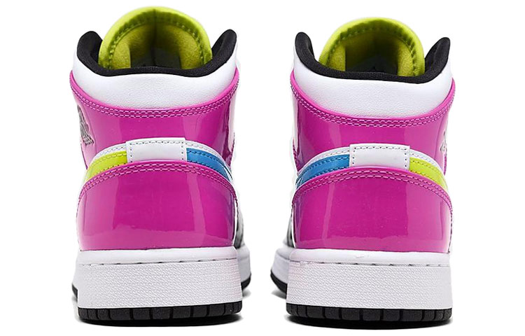 Кроссовки Jordan JordanAir Jordan 1 Mid "Patent Leather" GS (белый / розовый) — фото 9