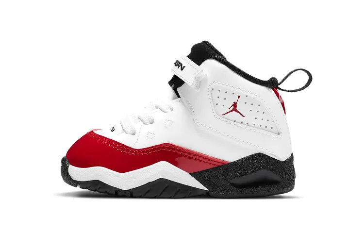 Jordan B'Loyal Cushioning, Wear Resistant High top Vintage Basketball Shoes White Red Black Infant And Toddler