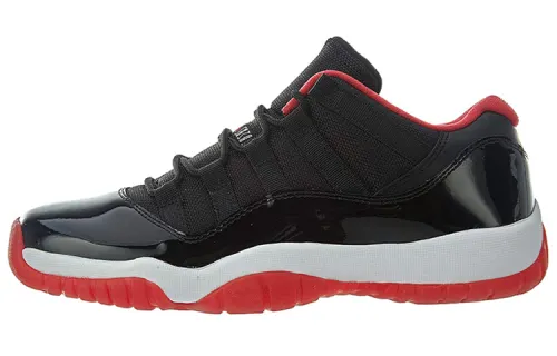 Jordan Air Jordan 11 Retro Low Bred Comfortable GS Low Basketball Shoes Black Red Same Style for Men and Women