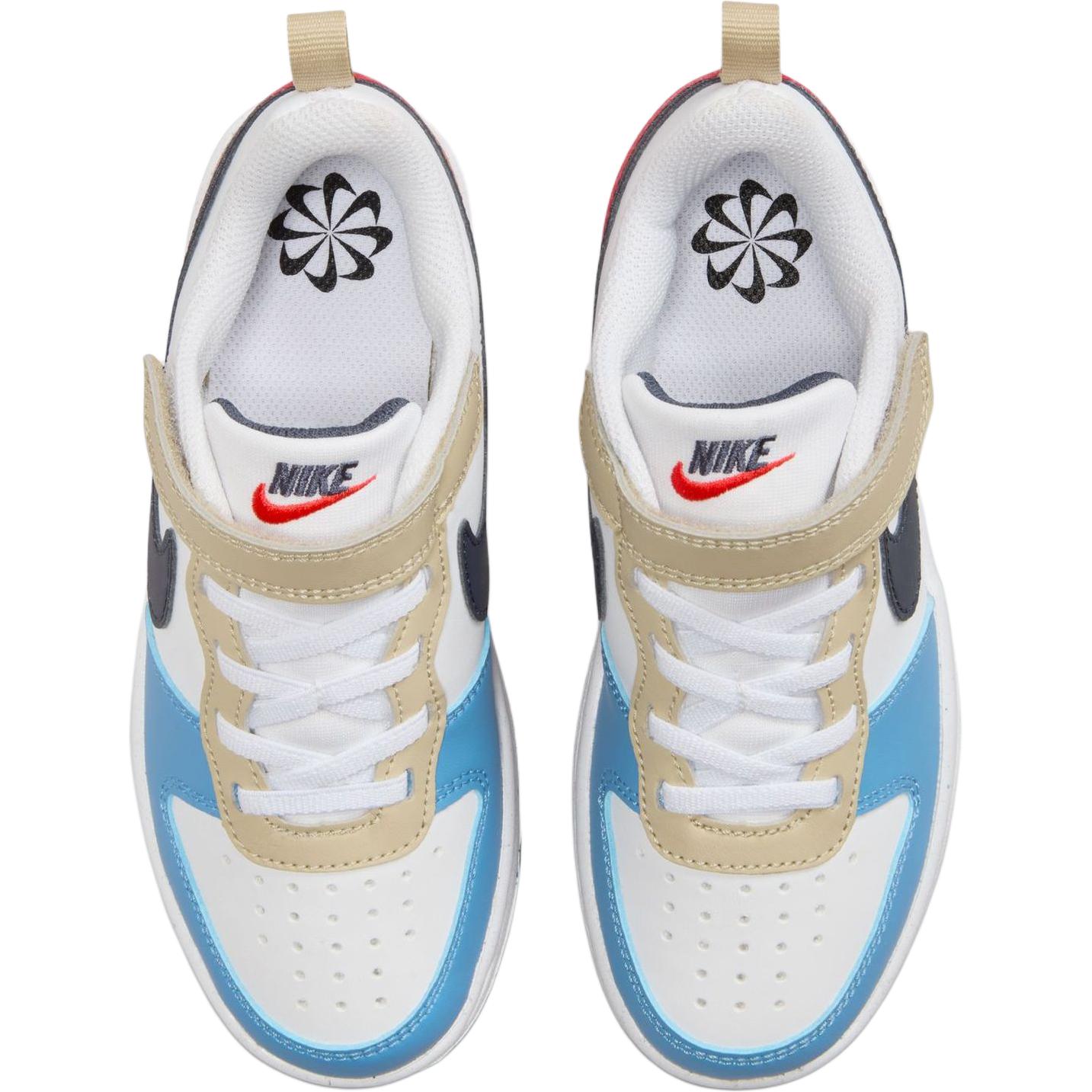 Детские кроссовки Nike Court Borough Low Recraft (белые с синим и красным) — Белый / синий / красный — фото 6