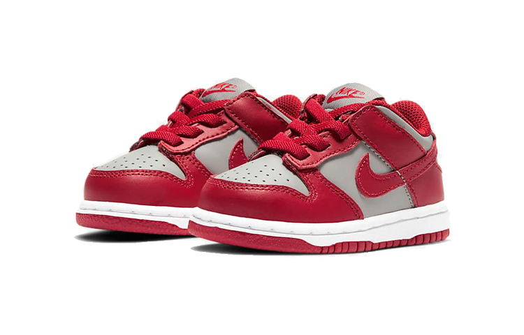 Детские кеды Nike Dunk Medium Grey (серый / красный) — фото 4