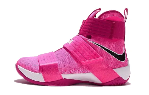 Nike Lebron 10 Slip Resistant Cushioning Abrasion Resistant High top Basketball Shoes Neon Pink Unisex
