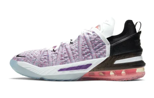 Nike Lebron 18 non-slip, shock-absorbing and wear-resistant low-top children's basketball shoes, purple, black and blue