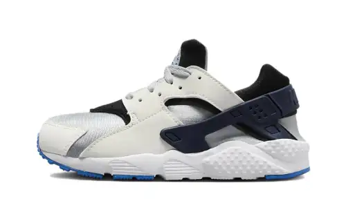 Nike Huarache Run Run BP round toe lace-up non-slip shock absorption low-top children's running shoes white black small and medium-sized children