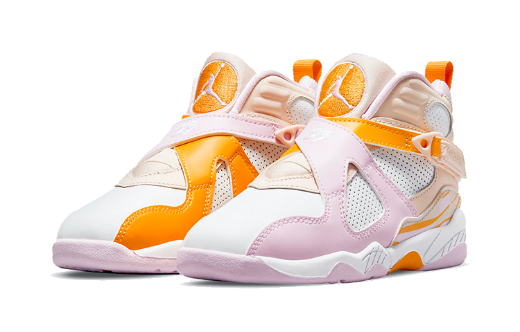 Детские кроссовки Jordan Air Jordan 8 "Arctic Punch" (бело-розово-оранжевые) — Белый / розовый / оранжевый — фото 5
