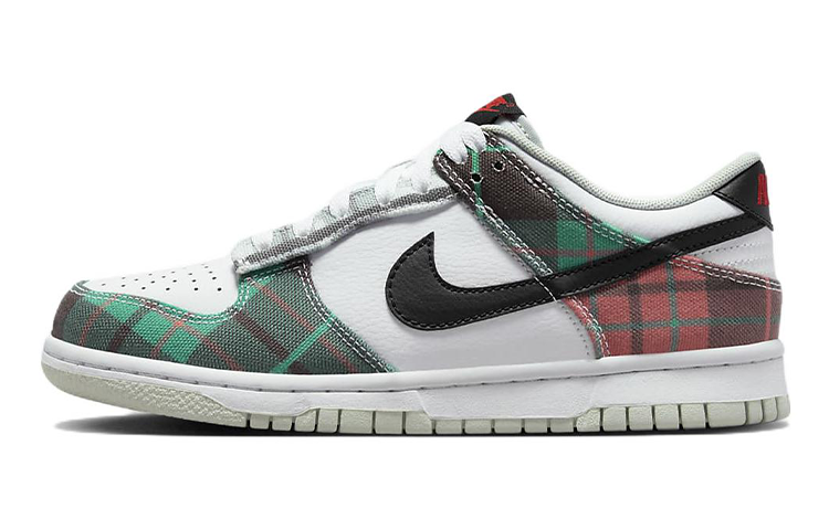 Кеды Nike NikeDunk Low Plaid GS (белый / красный / зеленый)