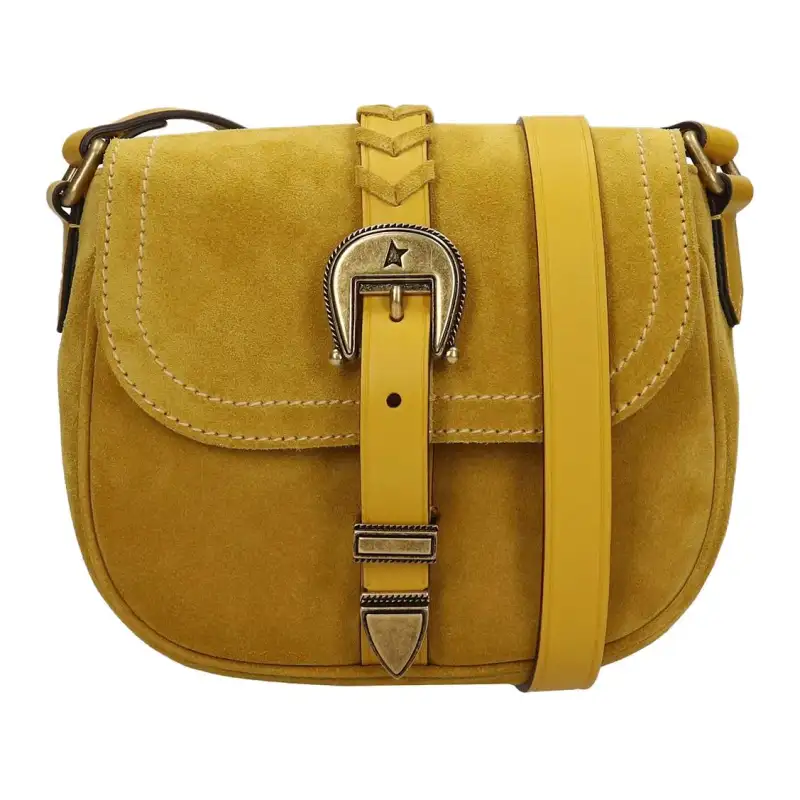 Golden Goose Suede Leather Crossbody Bag, Shoulder Bag Small Women's Yellow