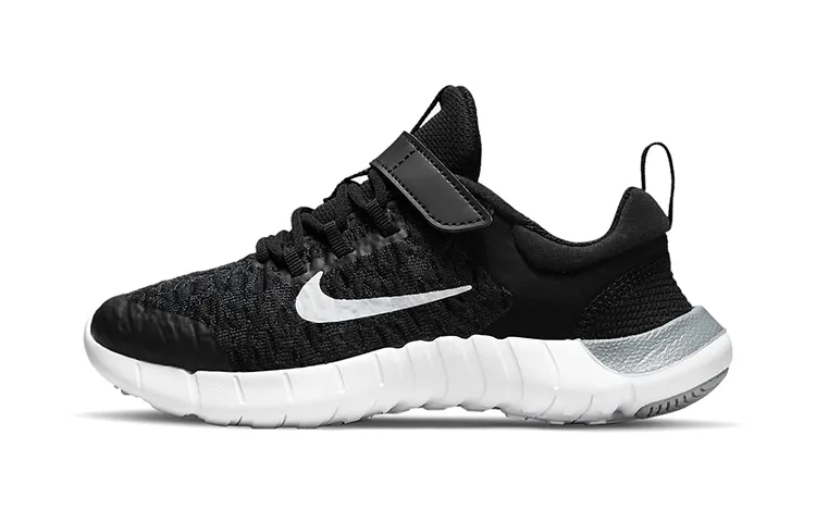 Nike Free RN Cushioning Low top Kids' Running Shoes Black White Children Aged 3 7 Years Old