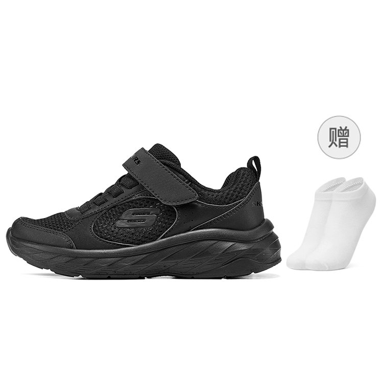 Skechers kids Skechers children's comfortable and fashionable spring and autumn mesh wind training casual children's running shoes black children's model