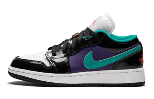 Jordan 1 Low Black Court Purple Turbo Green GS