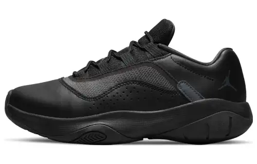 Jordan Air Jordan 11 Leather Abrasion Resistant Low top Basketball Shoes Black Unisex