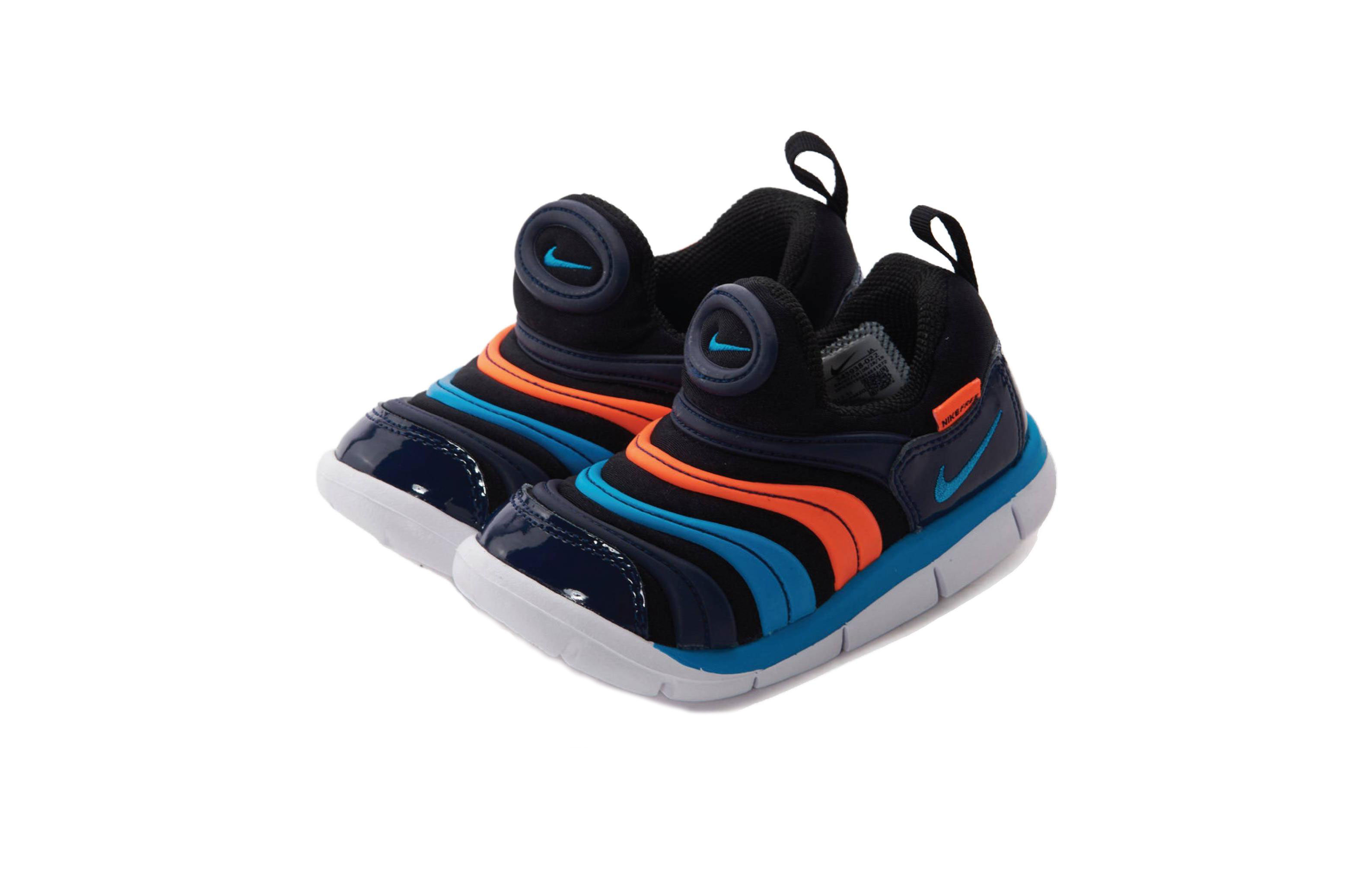Детские кроссовки Nike Dynamo Free (черные) — 黑/深藏青/橙红/激光蓝 — фото 3