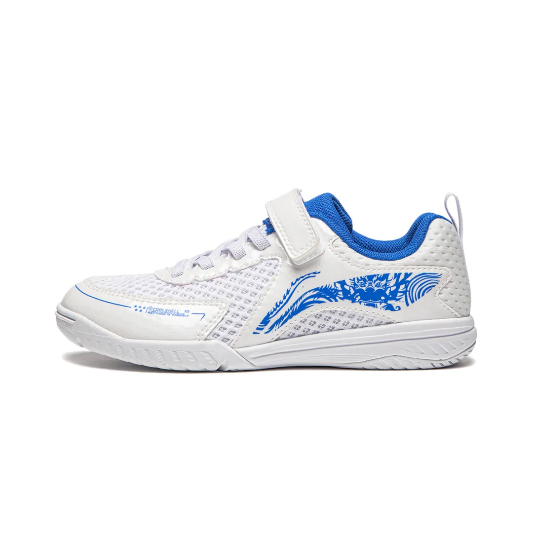 Li Ning YOUNG Kirin 3.0 Slip Resistant Abrasion Resistant Breathable Cushioning Low top Kids' Training Shoes White Blue