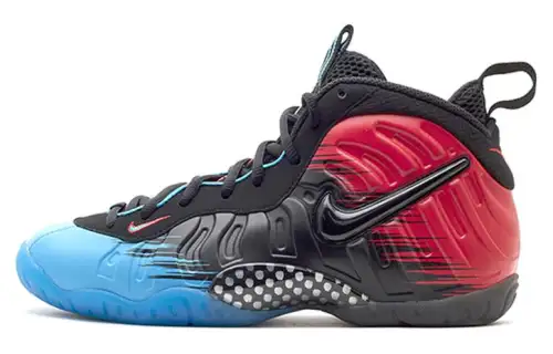 Nike Foamposite Pro Spiderman GS non-slip mid-top basketball shoes Nik black blue red same style for men and women