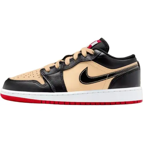 Jordan Air Jordan 1 Leather Low top Basketball Shoes Tan/Black Unisex