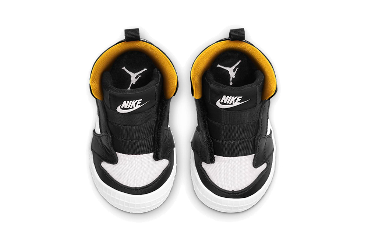 Кеды Jordan Air Jordan 1 Crib Bootie (черно-бело-желтые) — фото 4