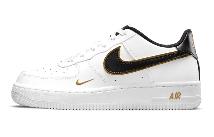 Кроссовки Nike NikeAir Force 1 Lv8 GS (черный / белый / золотой)