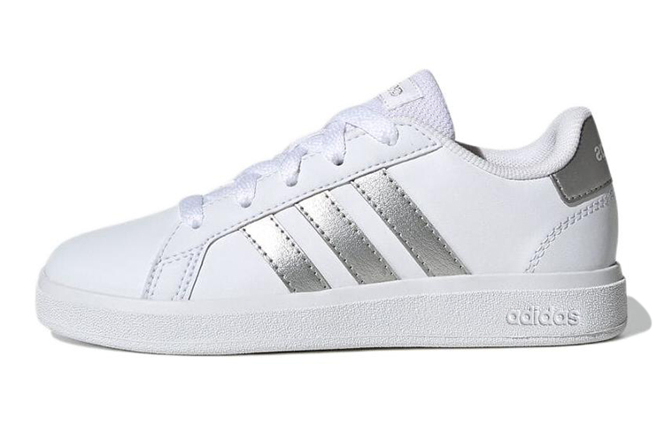 Детские кеды adidas neo Grand Court K (бело-серебряные)