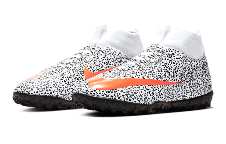 Детские бутсы Nike Mercurial Superfly 7 (бело-черно-оранжевые) — фото 4