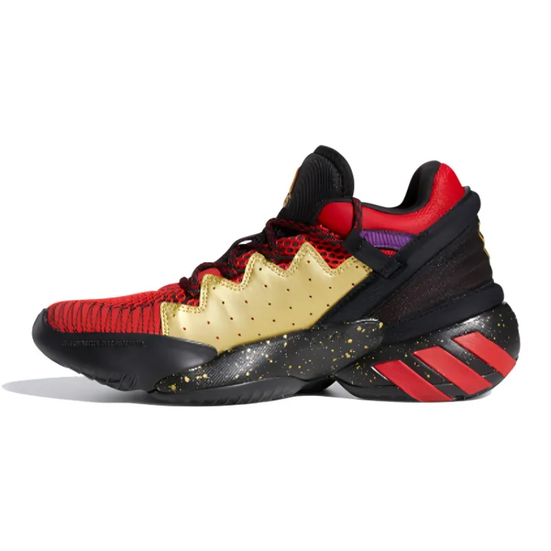 Adidas D.O.N. Issue #2 J Mitchell Breathable Low top Children's Basketball Shoes Black Red Gold