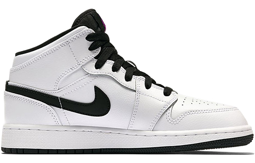 Кроссовки Jordan JordanAir Jordan 1 Mid GS (черный / белый / фиолетовый) — Чёрный / белый / фиолетовый — фото 4