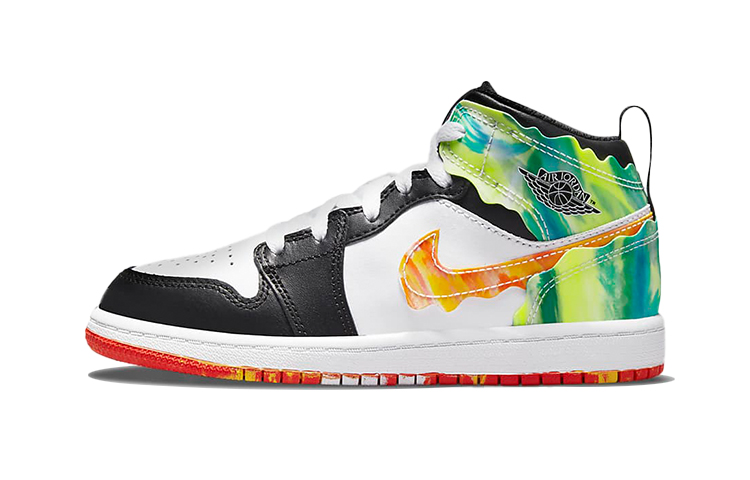 Детские кеды Jordan Jordan Air Jordan 1 Mid SE "Wave" (черный / белый / желтый)
