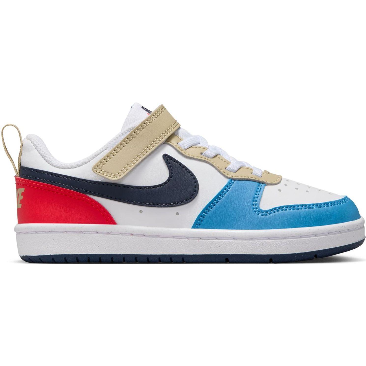 Детские кроссовки Nike Court Borough Low Recraft (белые с синим и красным) — Белый / синий / красный — фото 4