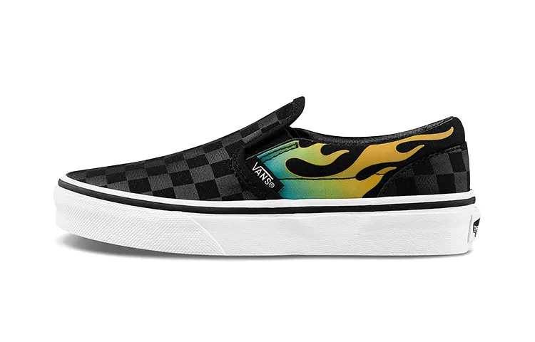 Vans Slip on Canvas Low top Kids' Skateboarding Shoes Black Children Aged 3 7 Years Old
