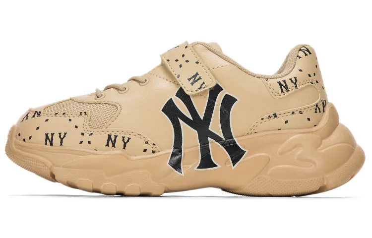 MLB Big Ball Chunky Cookie Slip Resistant Abrasion Resistant Low top Chunky Sneakers Beige Yellow Kids