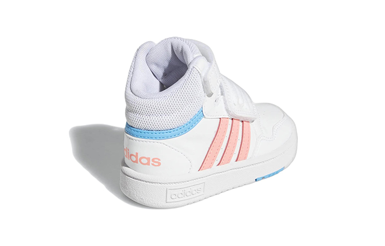 Детские кеды adidas neo Hoops Mid (белый / розовый / синий) — фото 5