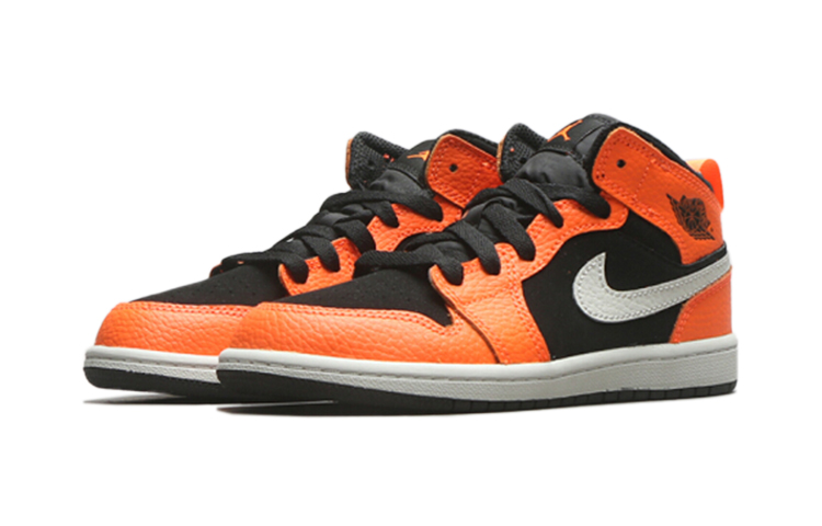 Детские кроссовки Jordan Air Jordan 1 Mid (черно-оранжевый) — фото 4
