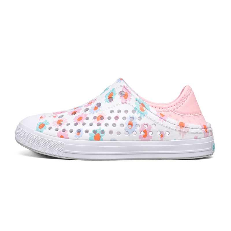 Детские сандалии Skechers (бело-розовые)