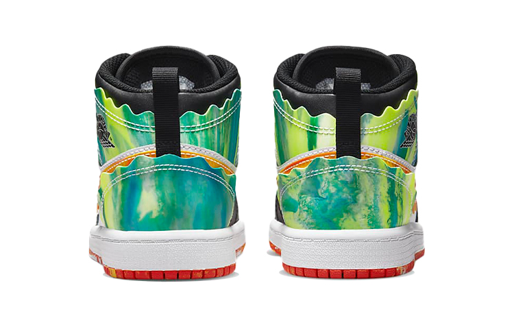 Детские кеды Jordan Air Jordan 1 Mid SE "Wave" (черный / белый / желтый) — Чёрный / белый / жёлтый — фото 7
