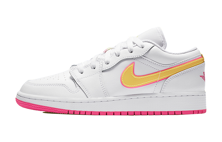 Кроссовки Jordan Air Jordan 1 Low GS (бело-желто-розовые)