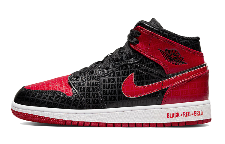 Кеды Jordan Air Jordan 1 Mid "Black + Red Bred" (черно-красные)
