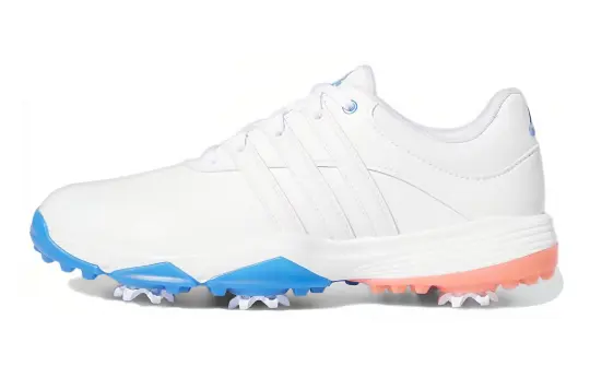 Adidas Tour360 22 Golf J Slip Resistant Abrasion Resistant Kids' Training Shoes White Blue Teenagers
