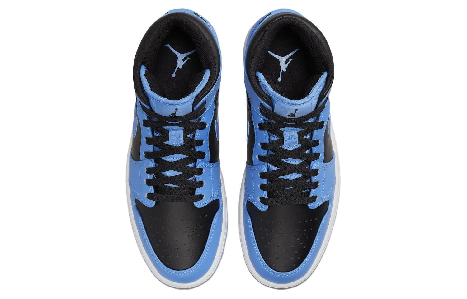 Кроссовки Jordan Air Jordan 1 Mid University Blue (черно-синие) — фото 3