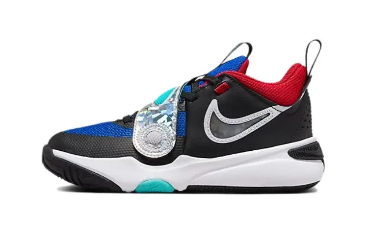 Nike Team Hustle D 11 Low top Children's Basketball Shoes Black White Blue Children Aged 3 7 Years Old