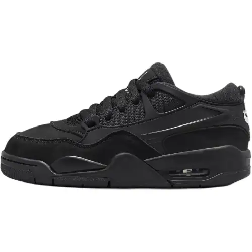 Jordan Air Jordan 4 Genuine Leather Mid top Casual Shoes Black Unisex