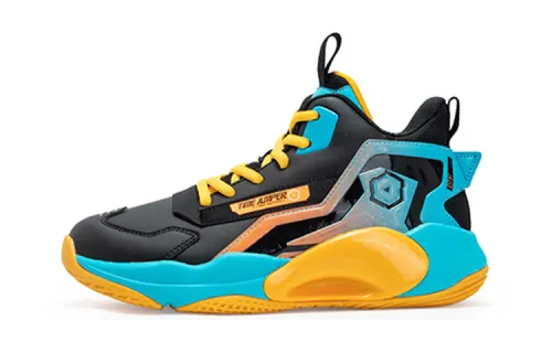 Xtep, non-slip wear-resistant heroes, breathable black and yellow basketball shoes, for teenagers