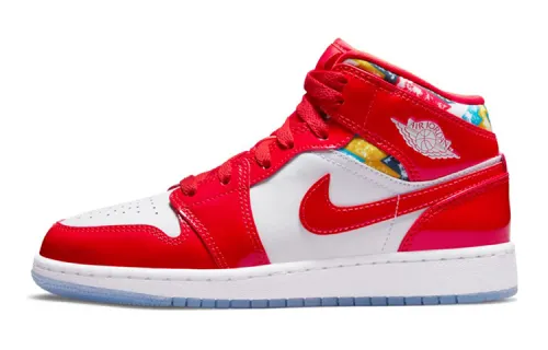 Jordan 1 Mid Barcelona Sweater Red Patent GS