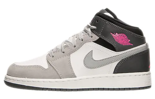Jordan 1 Mid White Grey Hyper Pink GS