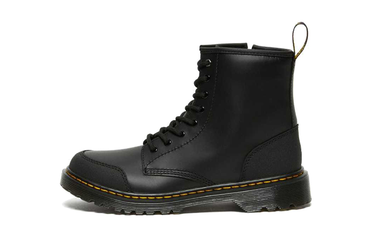 Dr.Martens Martin 1460 casual British style laminated zipper, waterproof and wear-resistant, children's leather boots, black, teenagers
