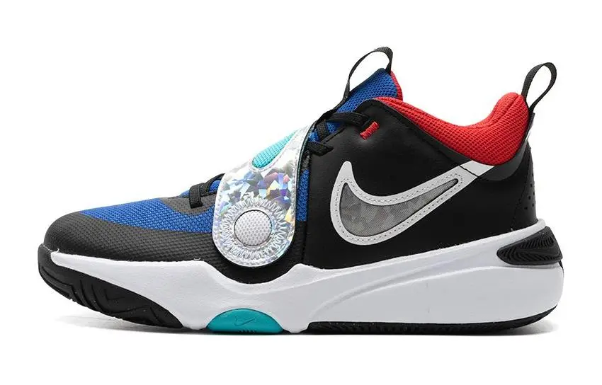 Nike Team Hustle D 11 Cushioning Breathable Low top Children's Basketball Shoes Black Blue