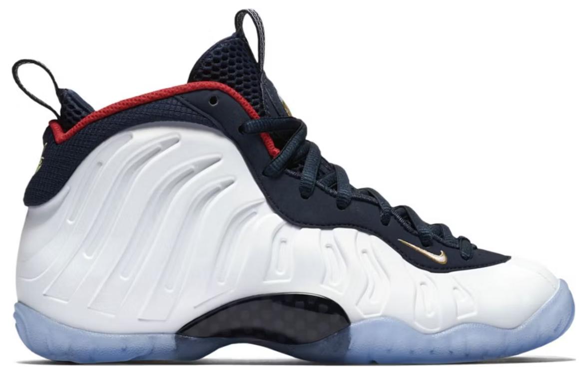 Кроссовки Nike NikeFoamposite One Olympic GS (белый) — 黑曜石/大学红/金属黄金/白 — фото 2