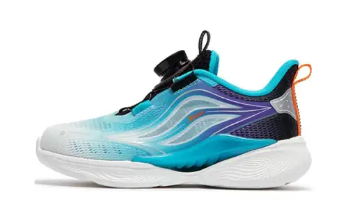 Xtep Hydrogen Wind 5.0, comfortable, versatile and simple, shock-absorbing and wear-resistant, low-cut children's running shoes, black/smart blue, small and medium-sized children